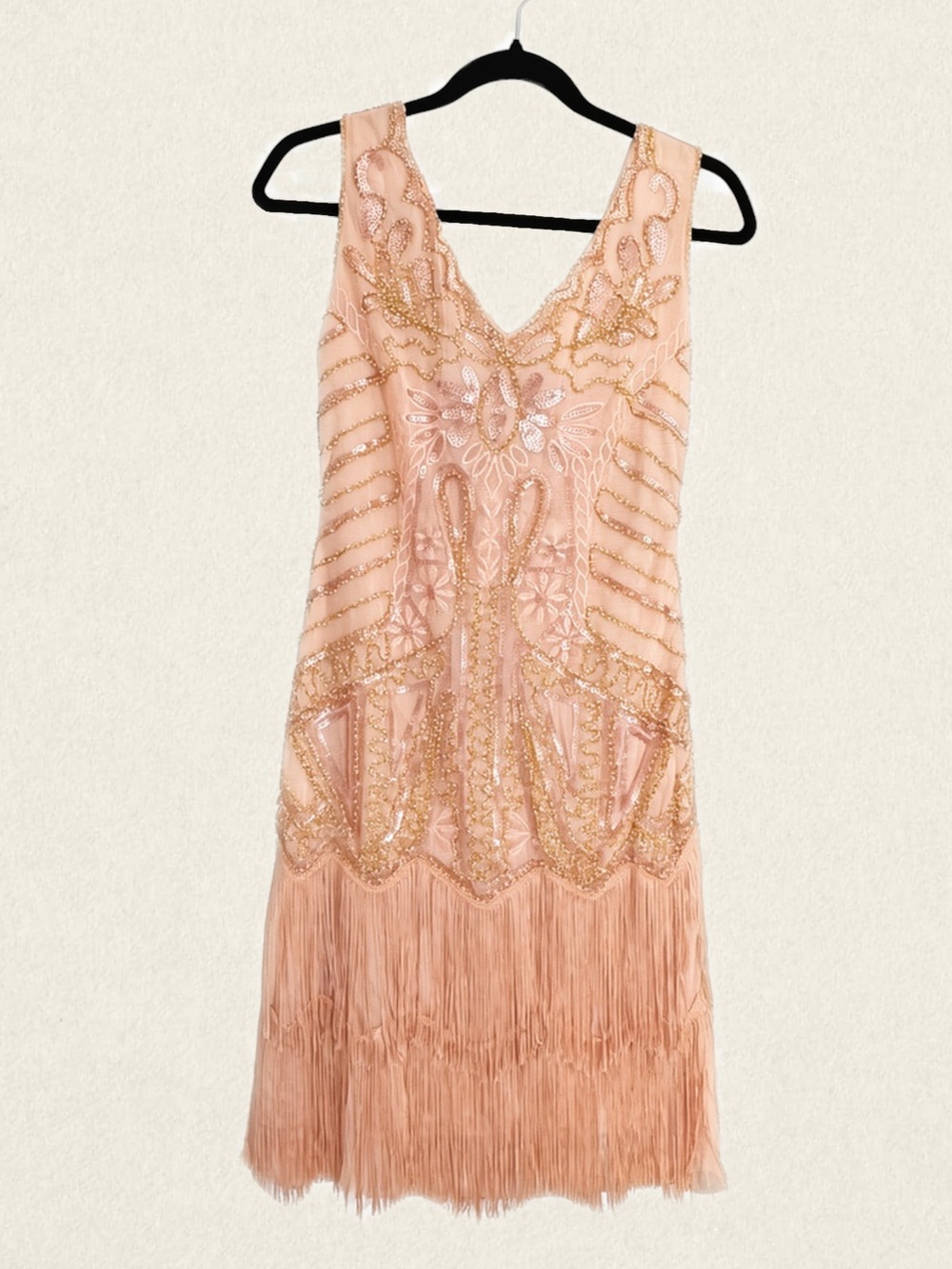 Vintage-Inspired 1920s Flapper Beaded Fringe Dress